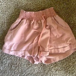 Coral high waist cuffed drawstring shorts FOREVER 21